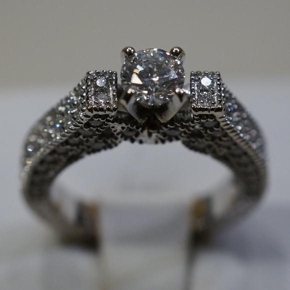 14KW Gold Genuine Diamond Engagement Ring - Picture 5 of 8